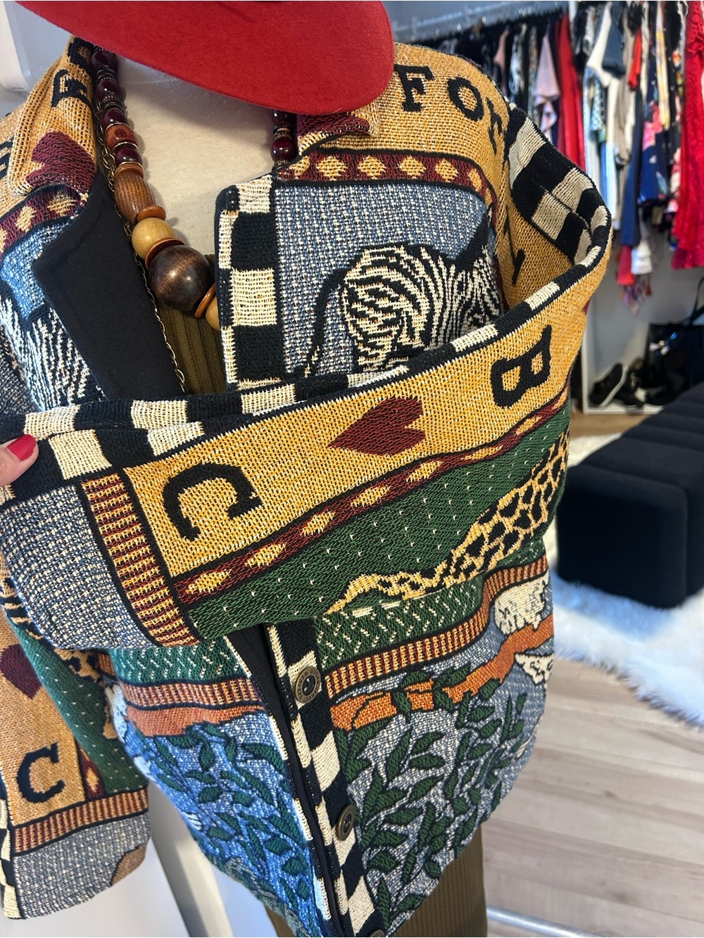 Gorgeous Vintage Boho Knit Patchwork Blazer Jacket - Multicolor❤️O/S - Picture 14 of 15